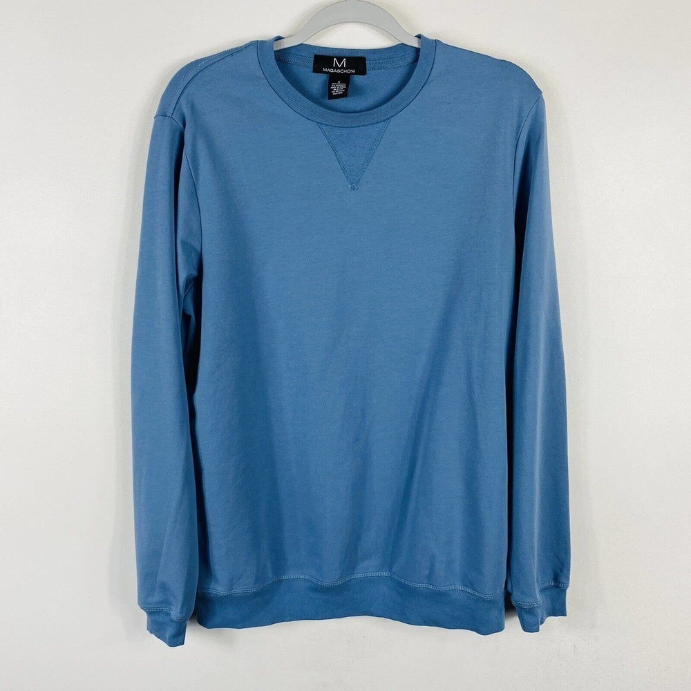 Magaschoni Size Small Blue Crewneck Pullover Sweater Cotton Blend